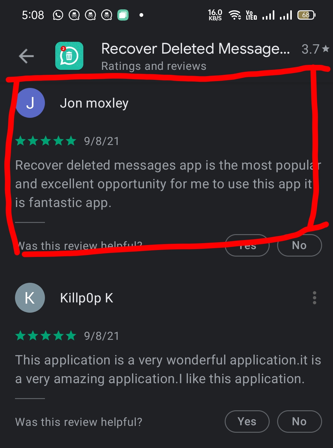 user review