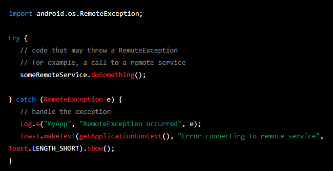 android os remoteexception